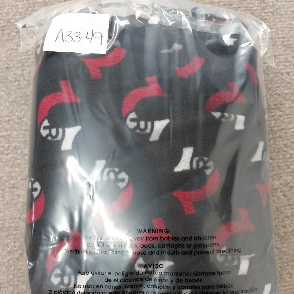 True Religion Black W/Red Logo All Over Print Velour Fleece Lounge Pants Mens XL